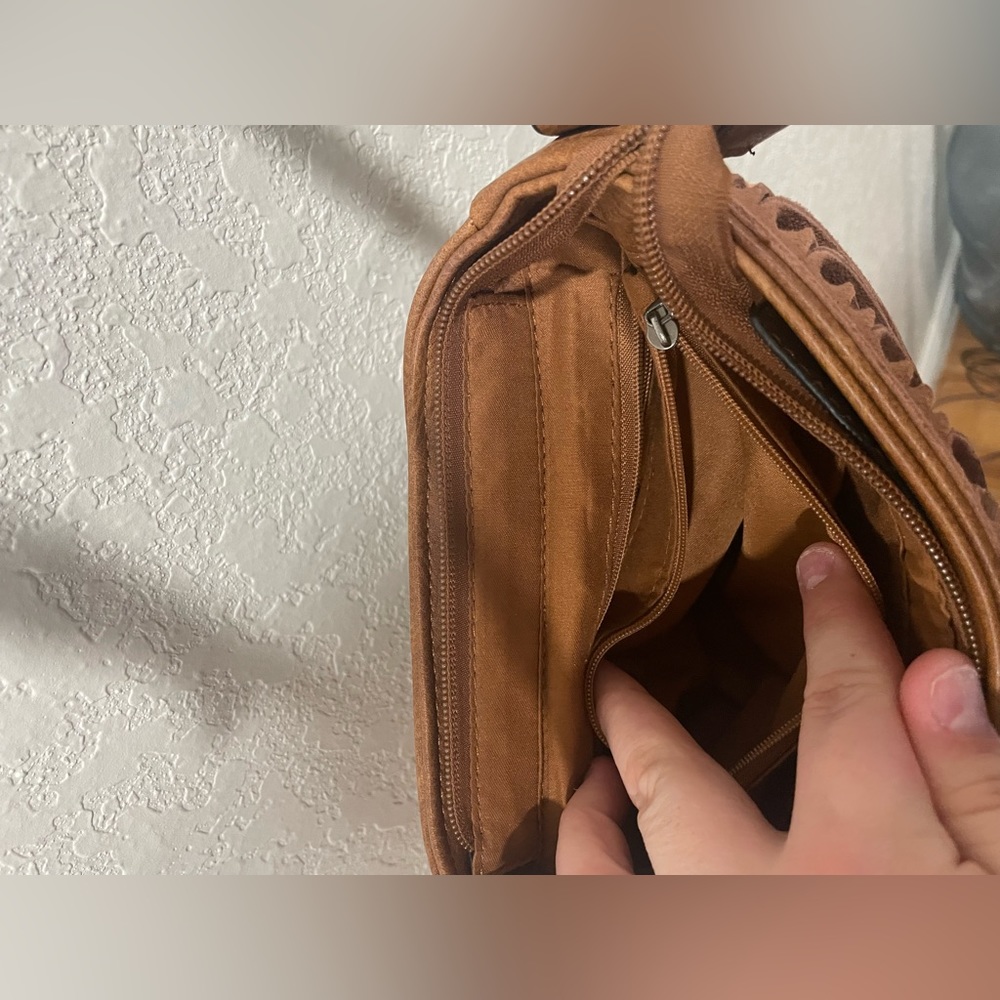 NEW Brown Faux Leather Fringe Crossbody Purse - Picture 12 of 14
